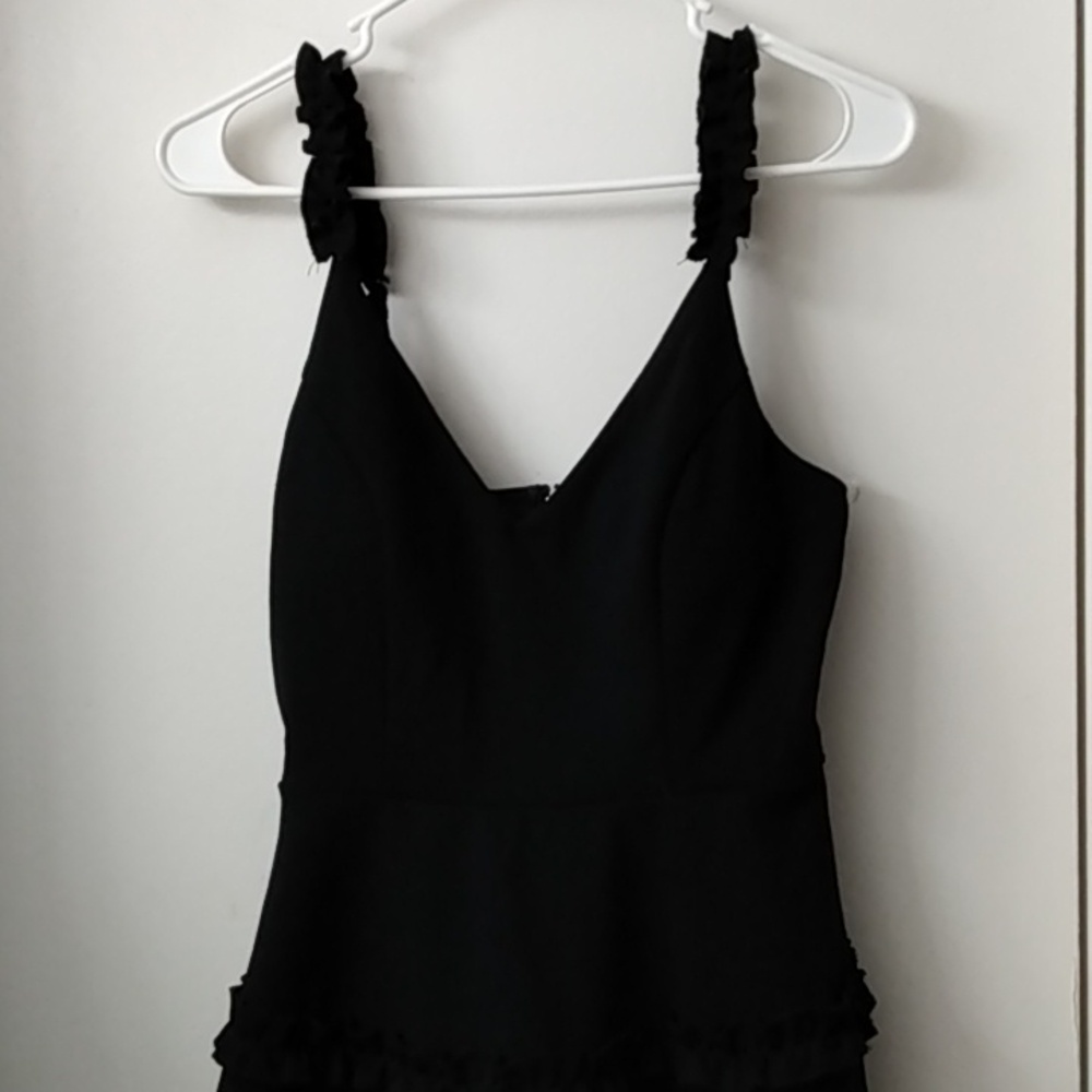 Fit and flare molded cup black flirty dress, size junior medium, stretchy strap